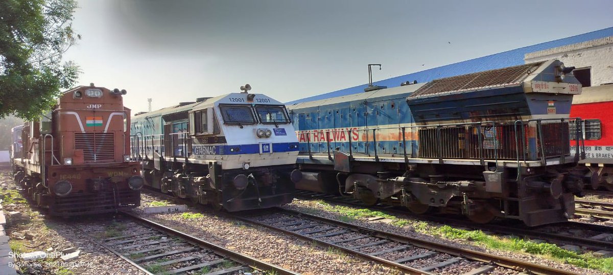 God Father in Delhi. UBL WDG 4 12001 along with other Diesel Locos, from various sheds across India, inside Delhi DTS. 20/05/23. 12001 a.k.a God Father got a new life after SWR decided not to send it for conversion. 
Thank you @RailMinIndia @SWRRLY #godfather