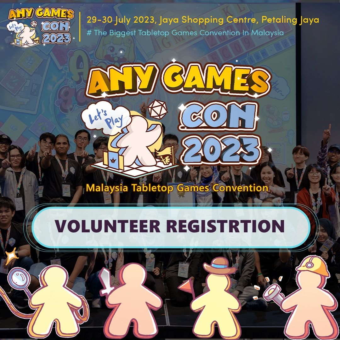 AnyGameFun's tweet photo. Being a part of us, means
You are a part of Malaysia
Tabletop Games history ‼

Join us as volunteer ✨​
▶ 🔗https://t.co/Bj4euBgaDY
Or Whatsapp ▶ 01123782430
​
🎲 Volunteer Benefit 🎲
✅ Event T-shirt 
✅ Event Gift
✅ Breakfast | Lunch | Dinner
✅ Free Event tickets https://t.co/D5QqZK3rzF