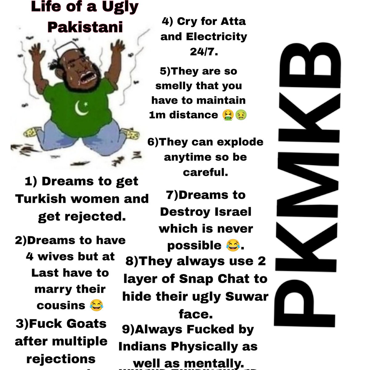 A brief introduction of Ugly stinky smelly Goat Fu©ker Pakistan people. 🤮🤢 
#PKMKB 
#PKMKB_Forever