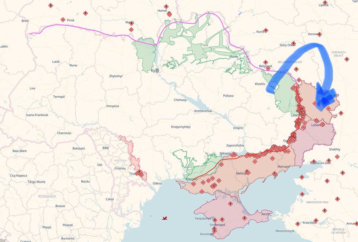 With such extensive defensive lines it feels like the Russian Generals are almost inviting the Ukraine forces to punch through from Kharkiv into Russia and then swing behind their defensive lines. What else can the Ukrainian’s do?