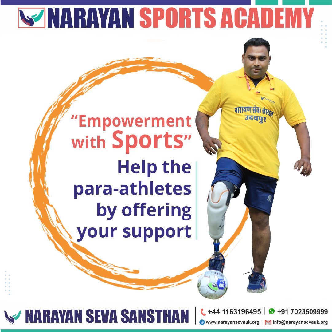 Para-athletes deserve equal opportunities, and your little support can help us give them those opportunities. Donate to Parasports!
hubs.li/Q01SYcPt0

#ParaSports #ParaAthlete #Sports #Football #NarayanSevaSansthan #Ngo #Charity #Donate #Support