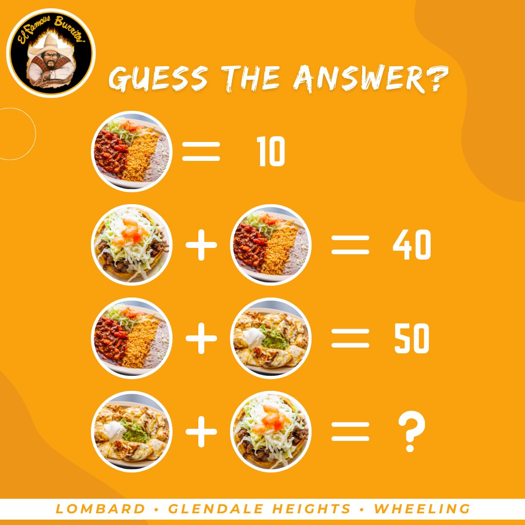 Write down the correct answer. Let's see how intelligent you are.
.​​​​​​​​​​​​​​​
#ElFamousBurrito #chicagobusinessowner #mexicanfood #chicagofood #chicagofoodlover #chicagofoodmag #chicagofoodbloggers #chicagofoodie #elfamousburrito #lombard #elfamouslombard #asada #comida