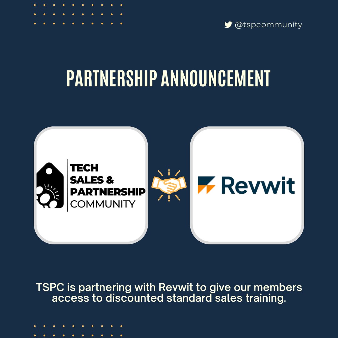 TspCommunity's tweet photo. 🤝New Partnership🤝

We're excited to announce our partnership with @revwithq 🎉🎉🎉 Members of @TspCommunity now have access to standard sales training &amp; boot camps at a discounted price🎉

Join the community to find out more:
https://t.co/4XuEQAVaLr https://t.co/tfM5R7XUHD