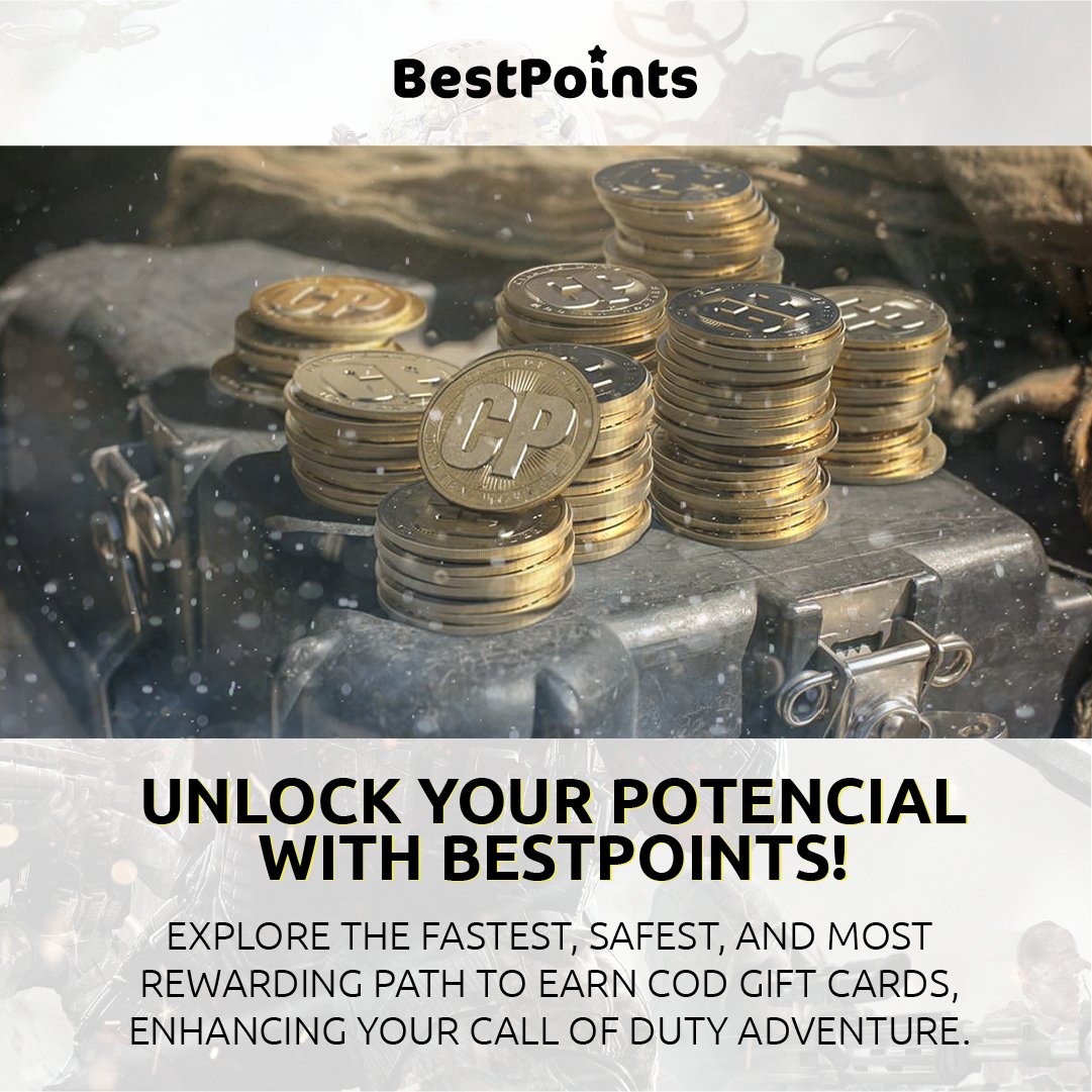 bestpointscd's tweet photo. 🎮 Quench your thirst for COD War Points with BestPoints! 📱 Our app is designed to provide you with the best, fastest, and most secure way to earn COD gift cards. Level up your gaming experience and unlock a world of possibilities. Download BestPoints now and start earning! 💪🏆 https://t.co/dhpWZKNCaK