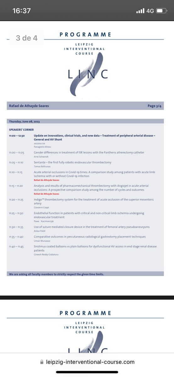 AthaydeSoares's tweet photo. LINC 2023, Leipzig, Germany. Honored and grateful to the Lord to participate at this important event with 3 lectures. #endovasculartherapy #endovascularsurgery⚡️💉 #linc2033 #vasculariamspe #vascularsurgery https://t.co/7TQBa3atqk