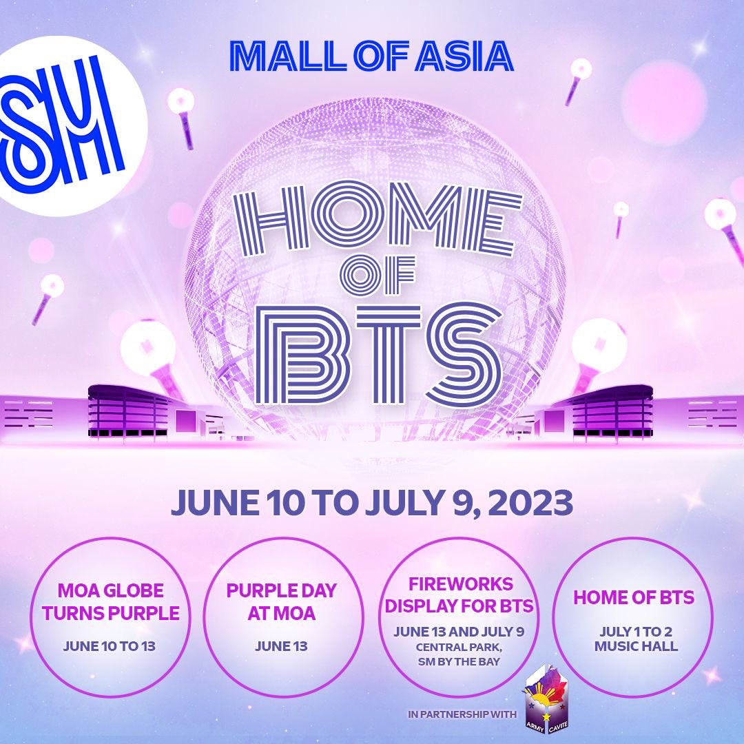 ARMY MAKE SOME NOISE! 

Let's all RUN to MOA and paint the complex PURPLE as we've prepared AN EXPERIENCE LIKE NO OTHER EXCLUSIVE TO ARMY from June 10 to July 9!

Please see exciting activities below👇🏼 

Stay tuned for more details!
#MOAHOMEOFBTS #MOALOVESBTS #MOALOVESARMY