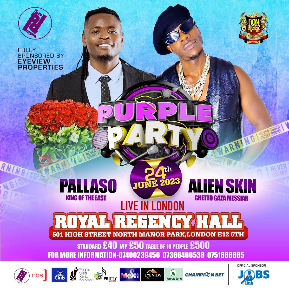 LONDON | Sat 24 June | Royal Regency Hall #PurplepartyTour