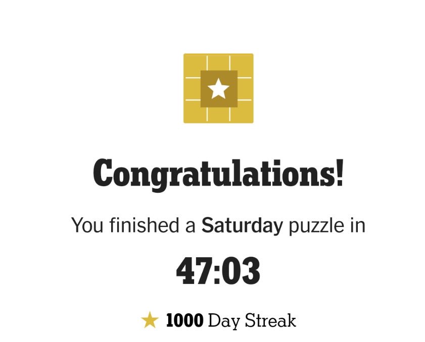 jennifer dulski (@jdulski) on Twitter photo Started in the pandemic and loved it so much I kept going. Proud of my 1,000 day streak on the <a href="/nytimes/">The New York Times</a> #crossword. I’m not quite to your table tennis streak yet, Will Shortz, but working on it! Thanks for the joy and challenge <a href="/NYTGames/">New York Times Games</a> Started in the pandemic and loved it so much I kept going. Proud of my 1,000 day streak on the <a href="/nytimes/">The New York Times</a> #crossword. I’m not quite to your table tennis streak yet, Will Shortz, but working on it! Thanks for the joy and challenge <a href="/NYTGames/">New York Times Games</a>