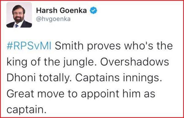 dhotedhulwate's tweet photo. After this tweet on 6th April, 2017:

Dhoni has led CSK in:
- 6 seasons
- 4 finals
- 3 trophies 🏆 🏆🏆

Never bet against #MSDhoni𓃵 and @ChennaiIPL https://t.co/28hoYv8yBd