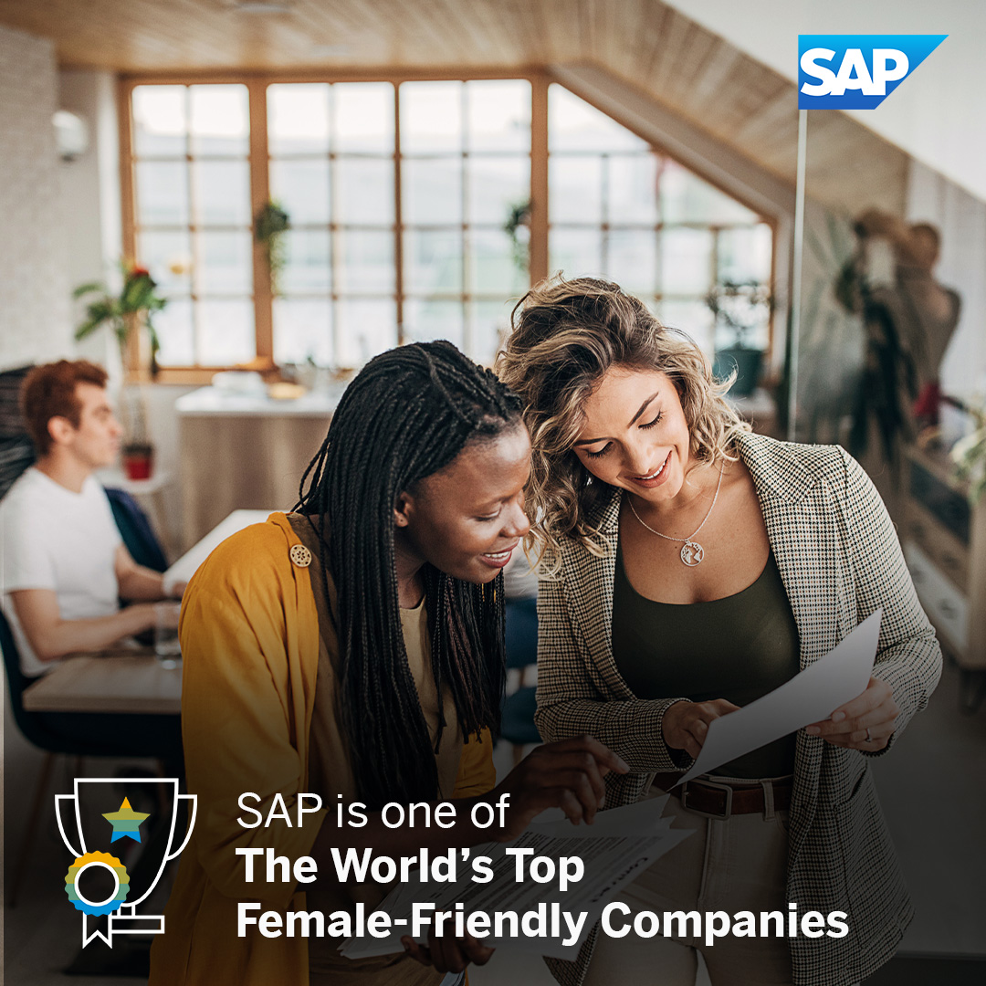 #SAP is proud to be on @Forbes list of the World’s Top Female Friendly Companies. 👩‍❤️‍👩 

Championing women at work and giving them the environment to build breakthroughs is something we are committed to and are striving to improve. 💙

👉🏼imsap.co/6013OLqHx Q3 

#LifeAtSAP