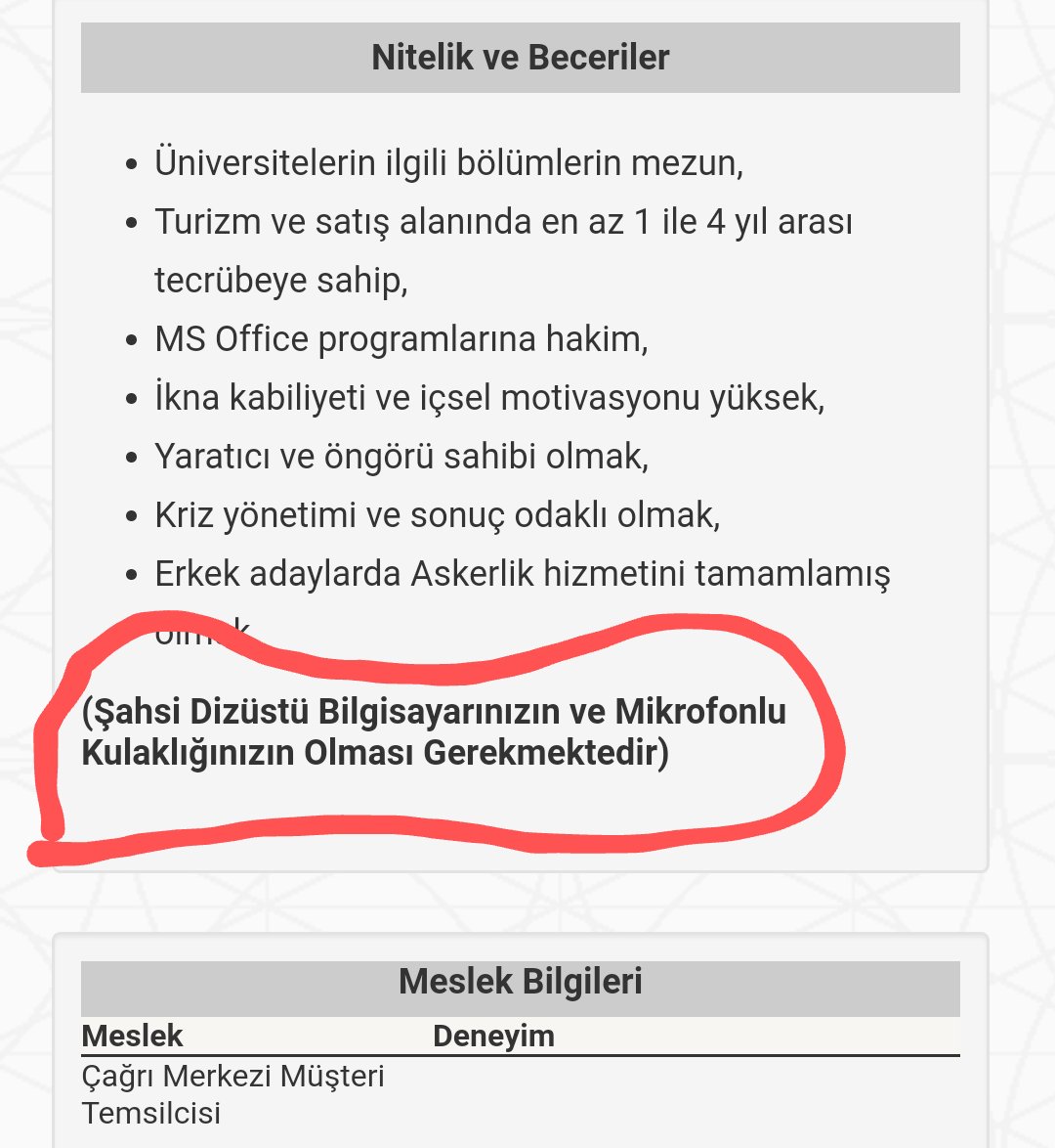 Günaydın işsiz kardeşlerim. Üzülmeyin! Sizler için bir iş buldum. Tabi istedikleri kriterleri karşılıyor olmanız gerekiyor. Maaş mı? Valla çok merak ettim bugün arayıp soracağım gerçekten :d