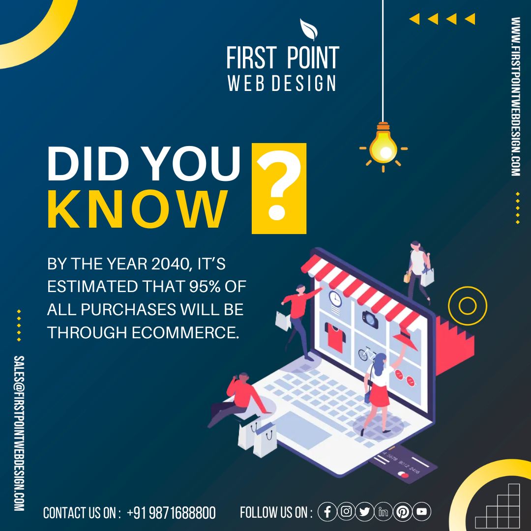 By the year 2040, it’s estimated that 95% of all purchases will be through e-commerce.
.
.
#didyouknow #didyouknowfacts #didyouknowfact #didyouknowthat #ecommerce #ecommercewebsite #ecommercedesign #ecommercewebsites #ecommercewebsitedesign #ecommercewebsitedevelopment