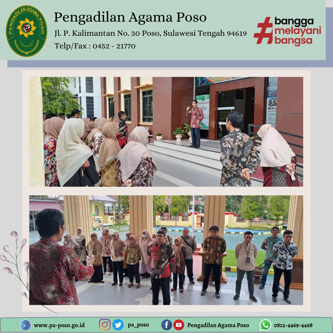 pa_poso's tweet photo. Jum'at (9/6)
Apel Sore dipimpin oleh Ketua Pengadilan Agama Poso Faiz, S.HI., M.H. yang diikuti oleh Pimpinan, Hakim dan seluruh Pegawai Pengadilan Agama Poso.
#apelsore https://t.co/REbd7CSywF
