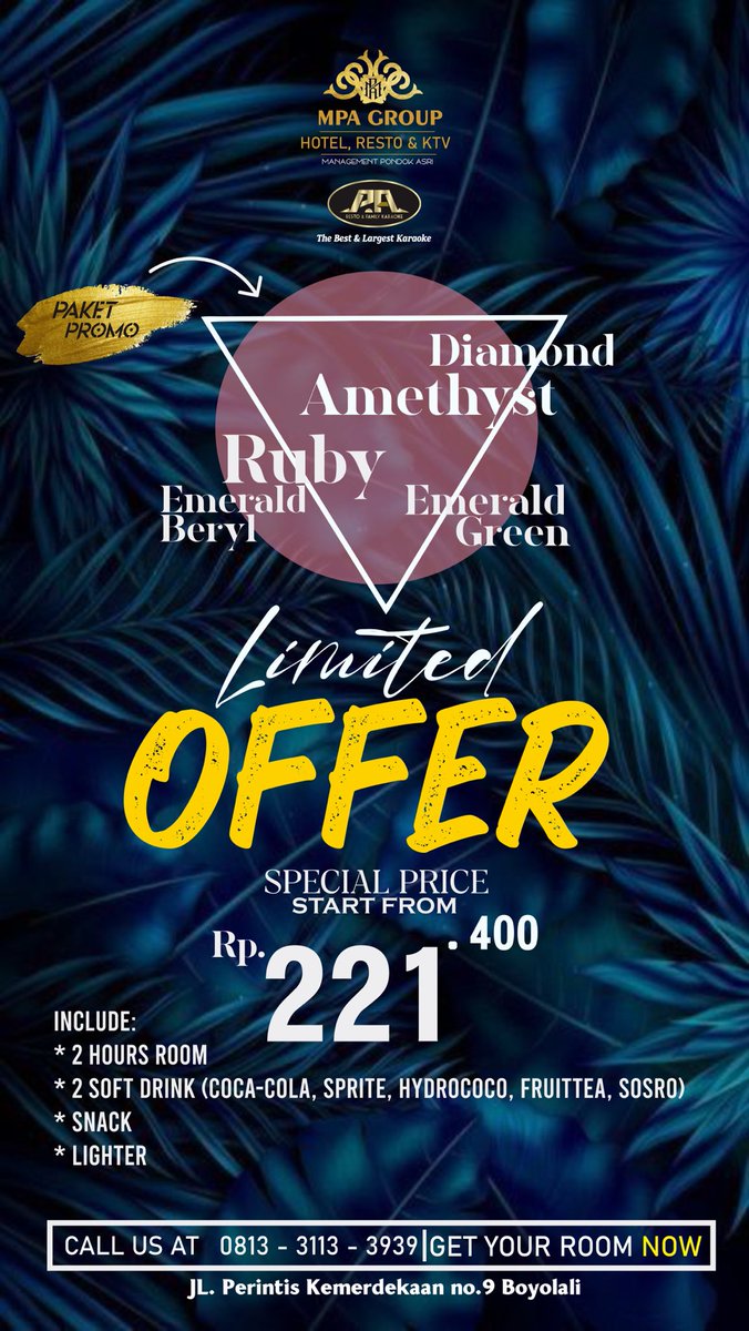 Yukk agendakan hari kalian bersama Pacar, Bestie, ataupun Teman kalian hanya di PA Resto &amp; Family Karaoke
Doors Open 1PM, Until Close
The Best &amp; Largest Karaoke in Boyolali 
More reservation : 
☎️ (0276) 3280117
📲 wa.me/6281331133939