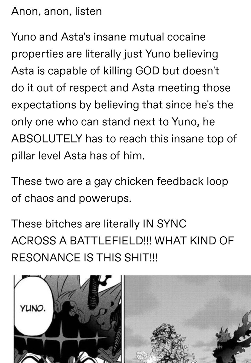 4Mitana5's tweet photo. This is one of the best description of Asta and Yuno relationship and Thoughts on eachothers that I have ever seen. Truly poetic 😭 https://t.co/VjBgqHcth9
