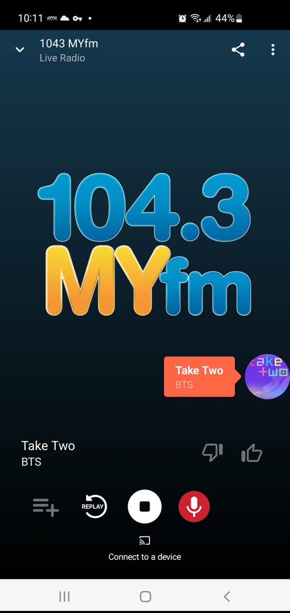 Sounds sooooo good on my 📻. Thank you Mario @onwithmario for playing #TakeTwo by @BTS_twt on #MYMusicChallenge on @1043MYfm.
Such a great song! 💜