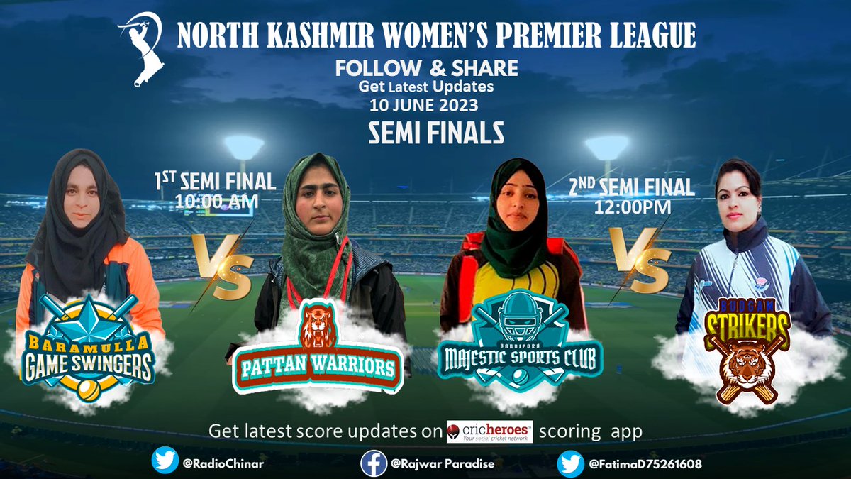 kasheer_w's tweet photo. The North Kashmir Women's Premier League is heating up as we enter the semi-finals! Get ready for some intense cricket action. #Nkwpl #Womencricket #Kashmir https://t.co/Jct5uyAT67