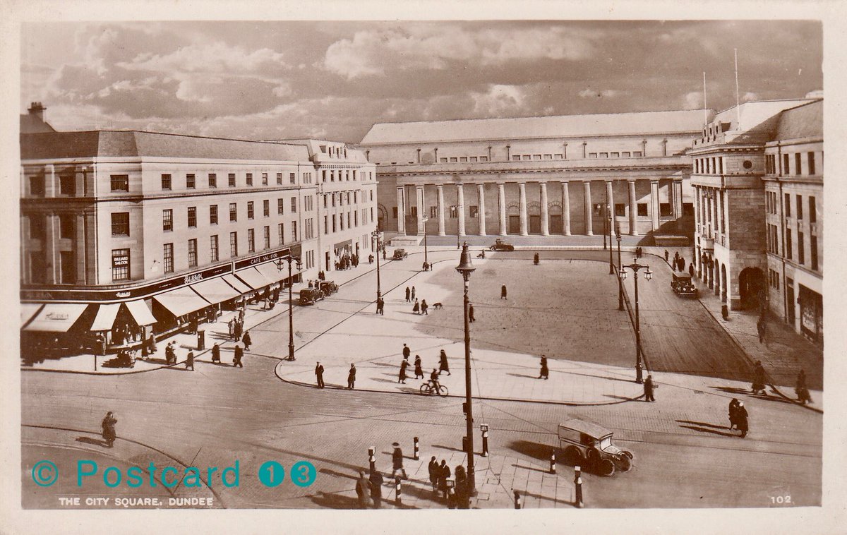Dundee
City Square, old postcard image makes the city centre so clean and immaculate, Burton’s and Cafe Val D’or on the left

#Dundee

#oldpostcard