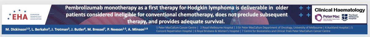 Michael Dickinson (@mike_dickinson1) on Twitter photo #pembrolizumab is deliverable and effective as a monotherapy first treatment of #hodgkin #lymphoma in very frail patients. Pleased to present #EHA2023 <a href="/EHA_Hematology/">European Hematology Association</a> and more detail to follow <a href="/icmlugano/">International Conference on Malignant Lymphoma</a> Thanks to sites for years of effort! <a href="/JudithTrotman1/">Judith Trotman</a> #lymsm <a href="/PeterMacCC/">Peter Mac Cancer Centre</a> #pembrolizumab is deliverable and effective as a monotherapy first treatment of #hodgkin #lymphoma in very frail patients. Pleased to present #EHA2023 <a href="/EHA_Hematology/">European Hematology Association</a> and more detail to follow <a href="/icmlugano/">International Conference on Malignant Lymphoma</a> Thanks to sites for years of effort! <a href="/JudithTrotman1/">Judith Trotman</a> #lymsm <a href="/PeterMacCC/">Peter Mac Cancer Centre</a>