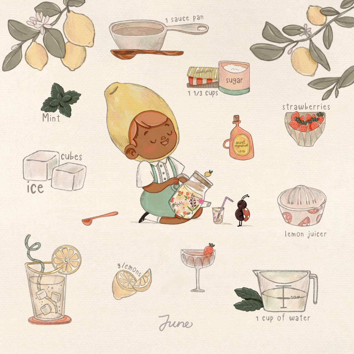 sarafandrey's tweet photo. Let’s make some sunset lemonade…these are the ingredients 🍓🍋❤️

#lemonade 
#characterdesign #childrenbook #kidlitart #SummerVibes https://t.co/ra92WflgUs