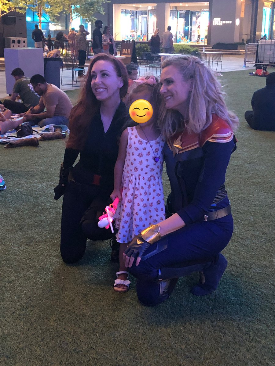 susie_creates's tweet photo. Favorite thing about being Carol Danvers… THIS! This little girl was so excited to see the real superheroes at the movie. Watched Infinity War on the big screen at #attdistrict #CaptainMarvel @captainmarvel @MarvelStudios @brielarson @ATTDistrict snapped by @manson26 ❤️🙏🏻 https://t.co/k8AZ5vTpKN