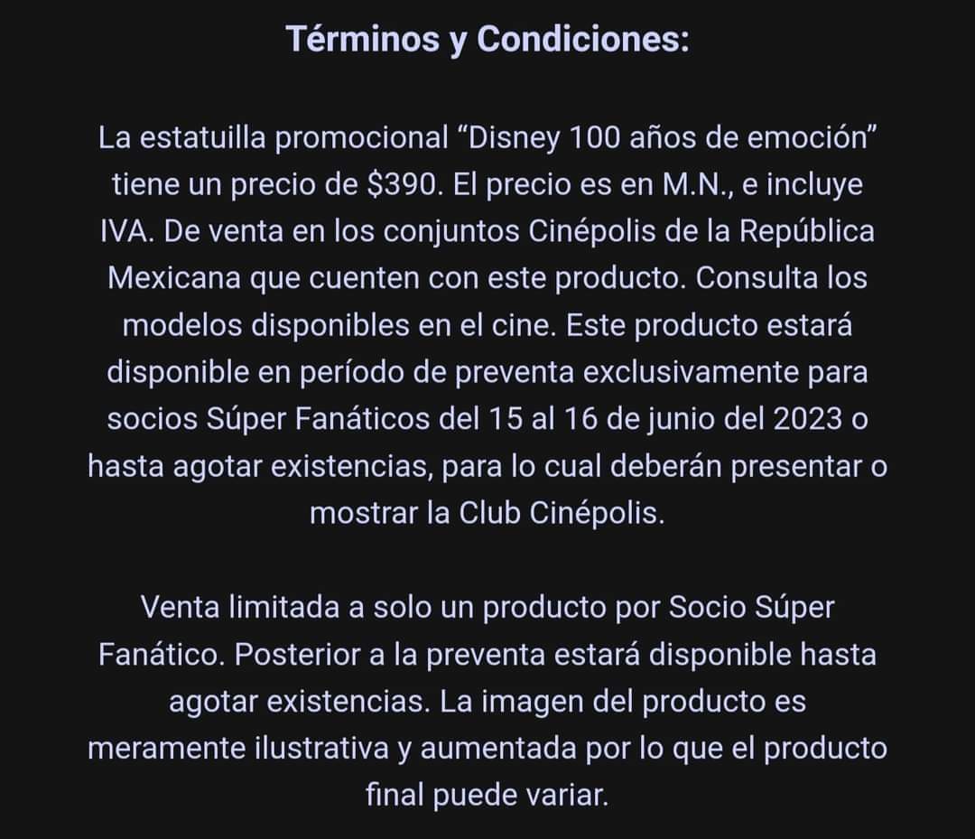 vasosdecineyco1's tweet photo. Este el el precio de las estatuillas que vendera cinépolis por el 100 aniversario de disney
Se vendera una diferente por mes
Y comenzara la preventa de esta primera estatuilla este 15 y 16 de junio con tu tarjeta de  super fanatico y solo se vendera 1 por tarjeta
#cinépolis https://t.co/t0A3ZKvZNp