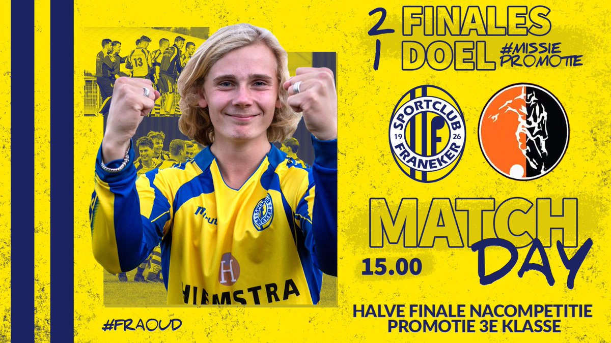 Scfranekerlive's tweet photo. #MatchDay Vanmiddag start @SCFraneker hun missie naar de 3e klasse!!! #fraoud #nacompetitie #promotie https://t.co/FgZxDYtlz2