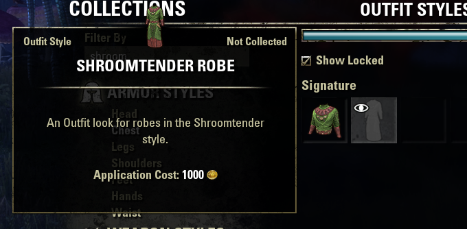 The Shroomtender robe is in game, but you can't actually get it. The model is in game and can be previewed. #ESOFam #ESO #ElderScrollsOnline