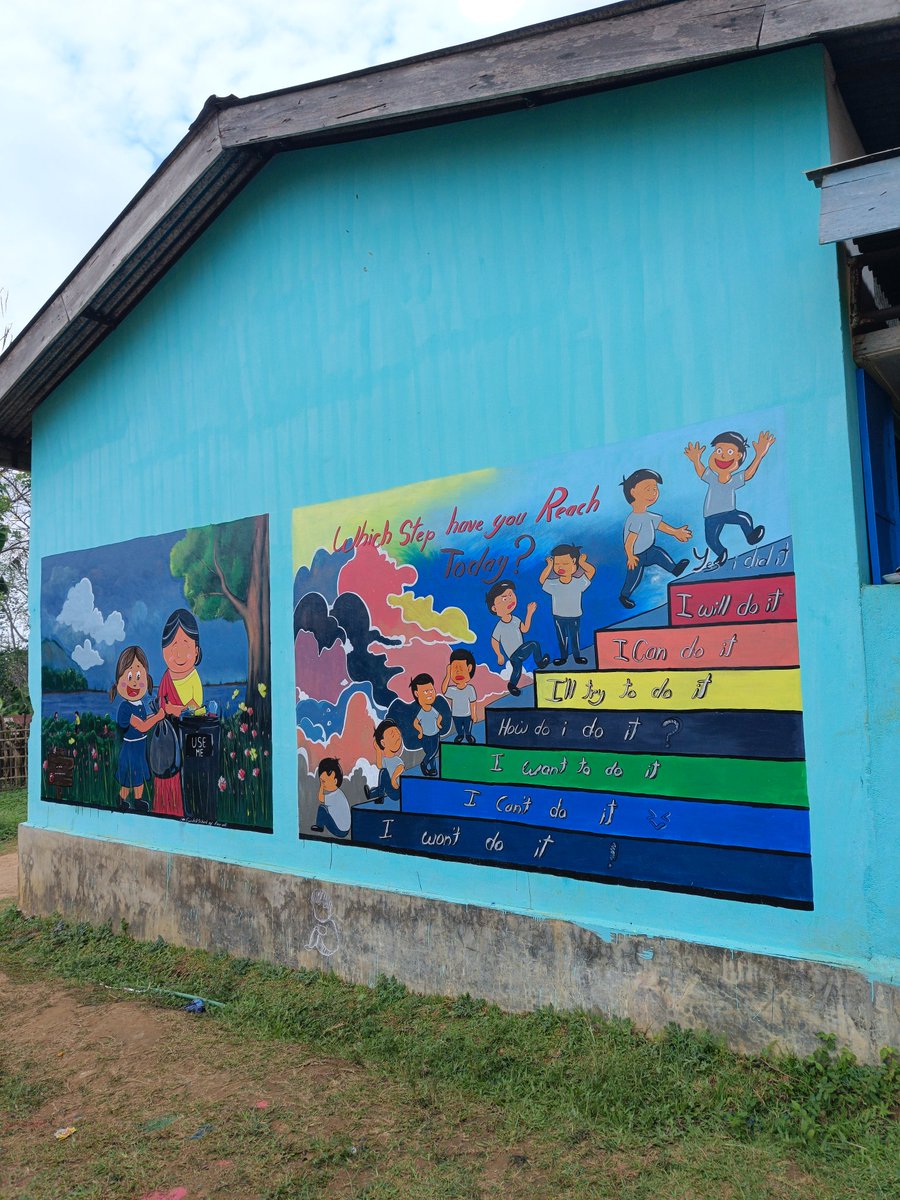 Despite the heavy rain  and heat  we are finally done🥳
#wallpainting #school #assam #art #painting