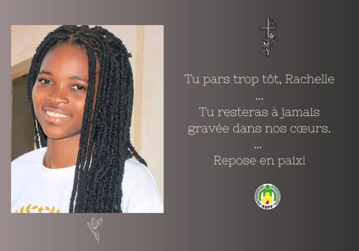 Abpf_ippf's tweet photo. 😭C’est avec une profonde tristesse que nous avons appris le décès prématuré de notre très chère Rachelle AMENOUDJI, PE 
 très engagée et dévouée, membre du @MAJBenin.
Nous pensons fort à sa famille et à ses camarades. Sincères condoléances en ce moment douloureux. @IPPFAR https://t.co/cpXkDYjmCh