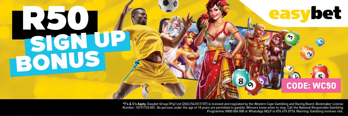 WyclefPresley's tweet photo. The New Boys Are In Town - EasyBet 
▪️Sign Up &amp; Get R50 Bonus
▪️150% First Deposit Match
▪️10% Cashback On Your Losing Slips
▪️Fast Withdrawal With Ozow 
▪️Promo Code: WC50...Link Below 
https://t.co/DVkRBO8Sb5 https://t.co/nDtdP6uyGe