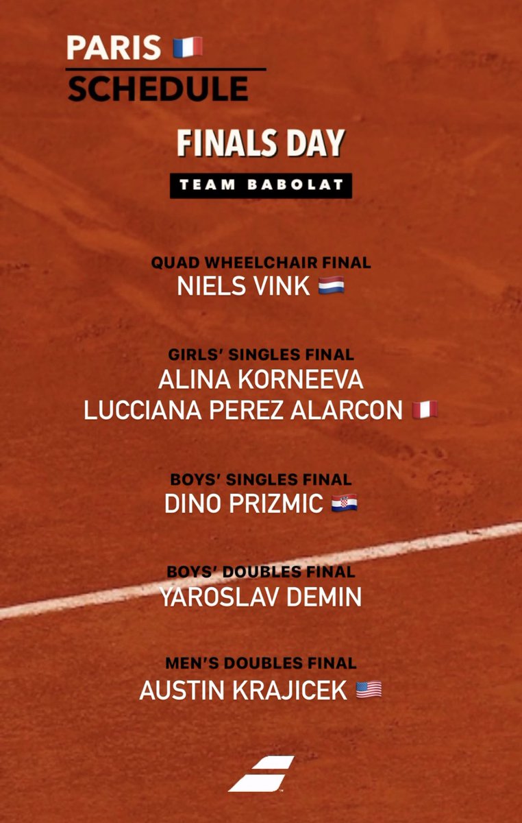 It’s Finals’ Day in Paris 🎾 Good luck #BabolatFamily 👊🏽 #FrenchOpen