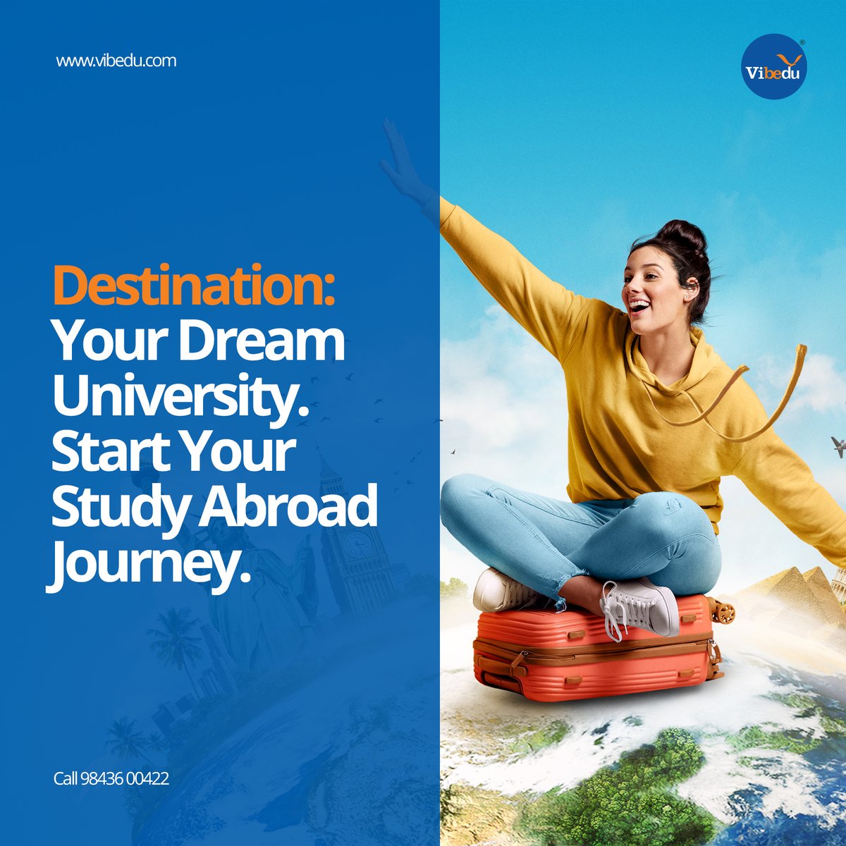 🌟 Destination: Your Dream University. Start Your Study Abroad Journey. 🎓✨

Join Vibedu Study Abroad and turn your dreams into reality! ✈️🌍 Embrace new cultures, expand horizons, and pursue your passion. 🌟🎒 #VibeduStudyAbroad #DreamUniversity #StudyAbroadJourney