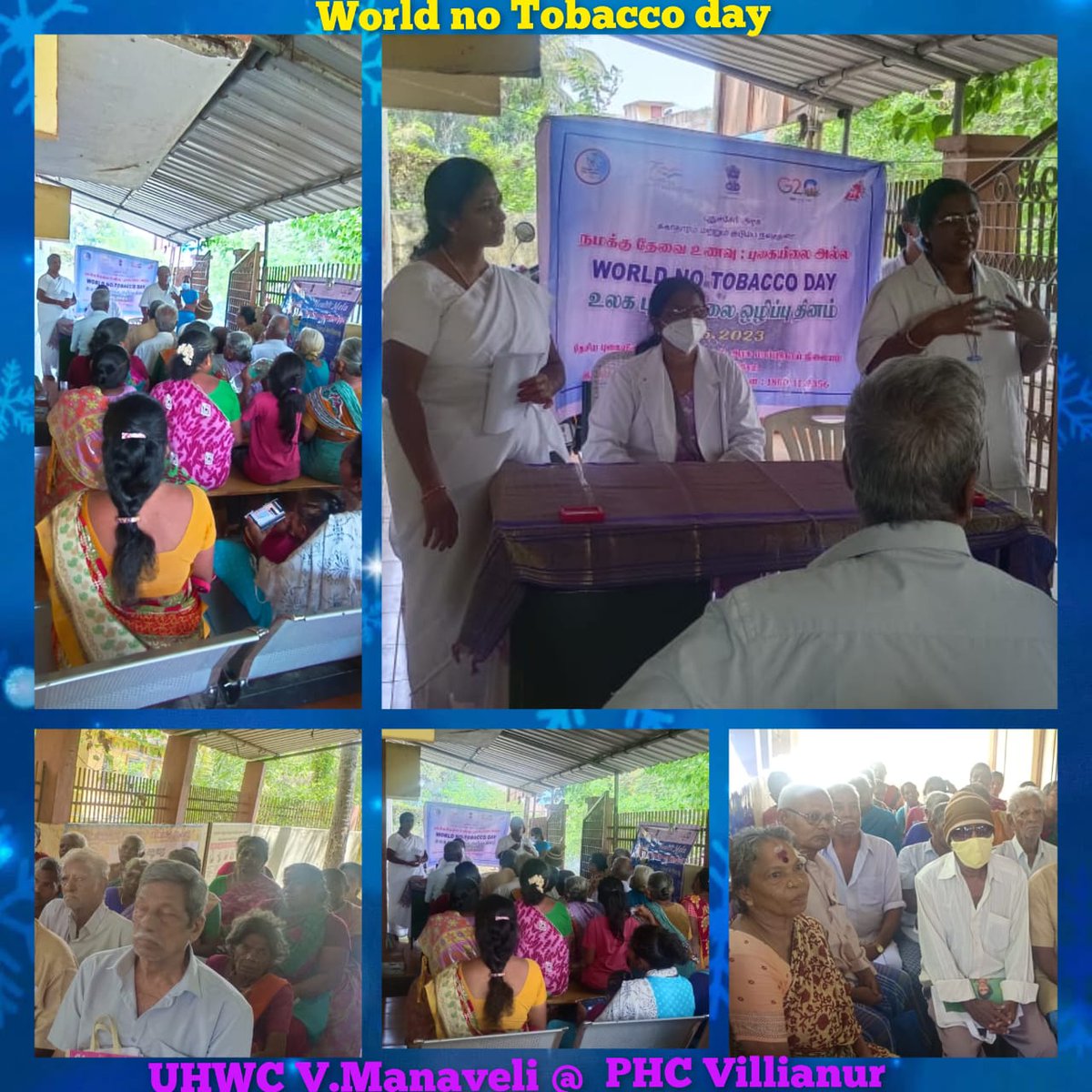 #WNTD2023 celebration with NOHP Awareness given about Tobacco & impact on health & Oral Cancer Management at UHWC, V.Manaveli, PHC, Villianur on 09.06.2023 along with pledge ceremony & distribution of pamphlets Nearly 52 persons benefitted from the program. #tobaccofreepuducherry