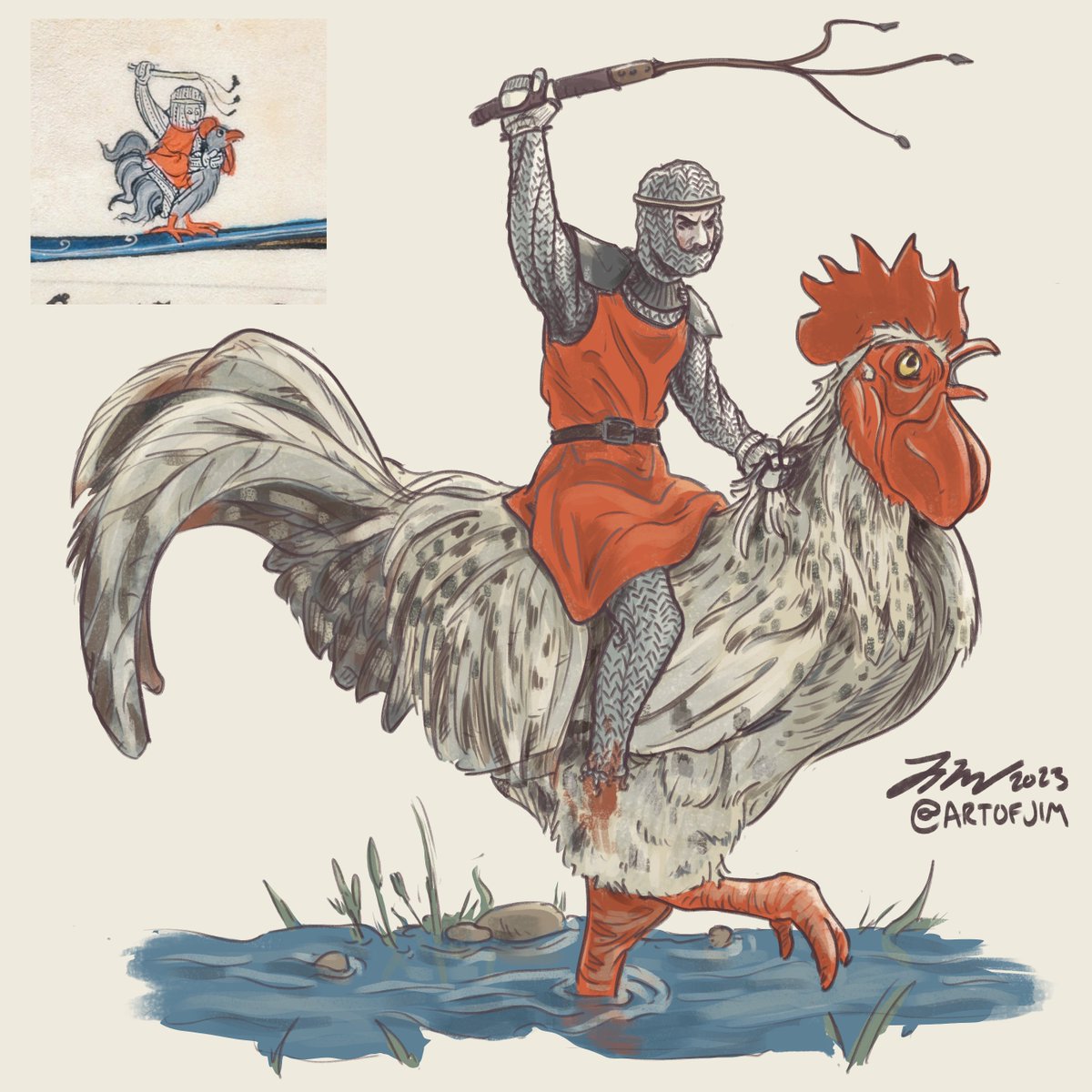 Art0fJim's tweet photo. Well met, Lancelot and cock!
#art #digitalart #medievalmarginalia https://t.co/3CL58VR4nd