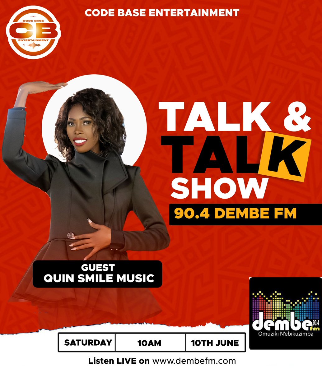 QuinSmileMusic's tweet photo. Miss at your own risk 😊 #TalkAndTalk Show @DembeFm  @Kasuku256 , Edward Sendi 

@CodeBaseEnt https://t.co/FrWGyYcr5e