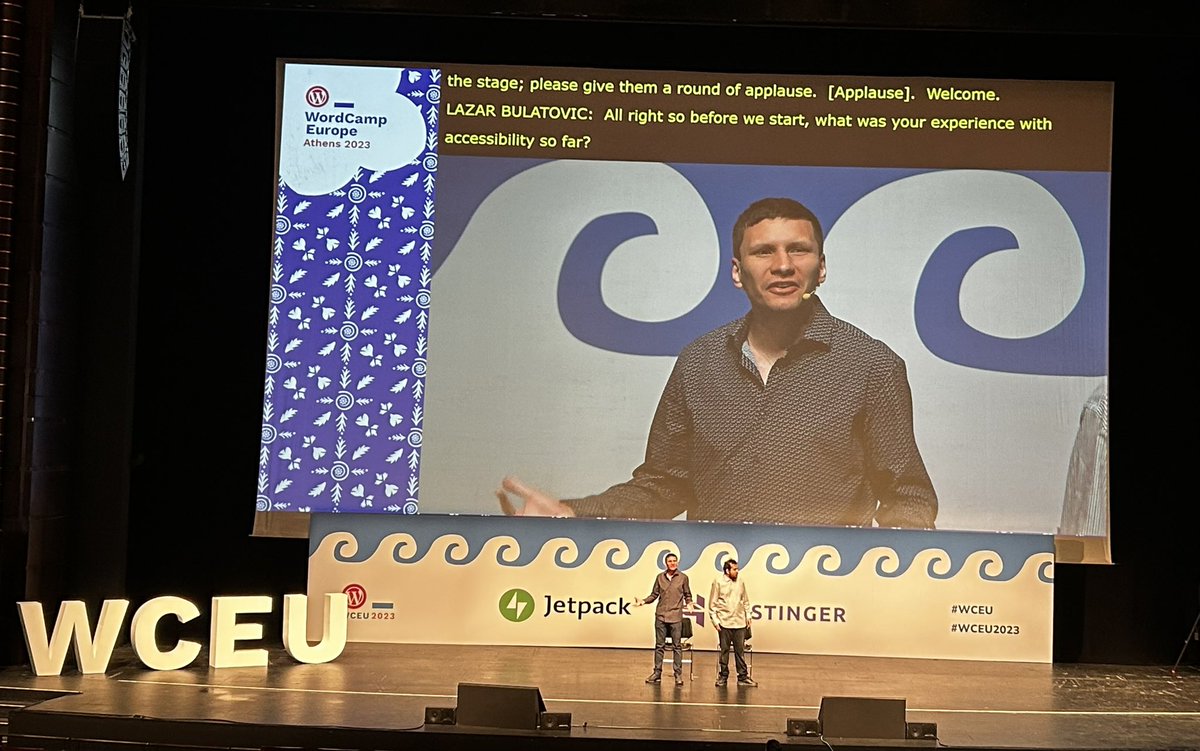 #WCEU #WCEU2023  
Lazar Bulatovic and <a href="/EndE94/">Andrija Radojev</a> are creating awareness about digital accessibility.