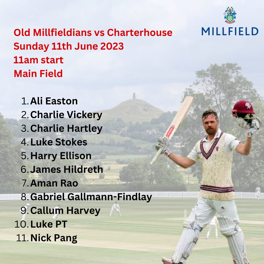 🏏 OM Society vs. Charterhouse
📅 Sunday 11th June
⏰ 11:00

@om_society host @charterhousesch in a 50 over game this Sunday on Main Field. 

Former <a href="/somerset/">Somerset</a>  legend <a href="/dreth25/">James Hildreth</a> starts for the @om_society 🔥 

#cricket #millfield #millfieldschool