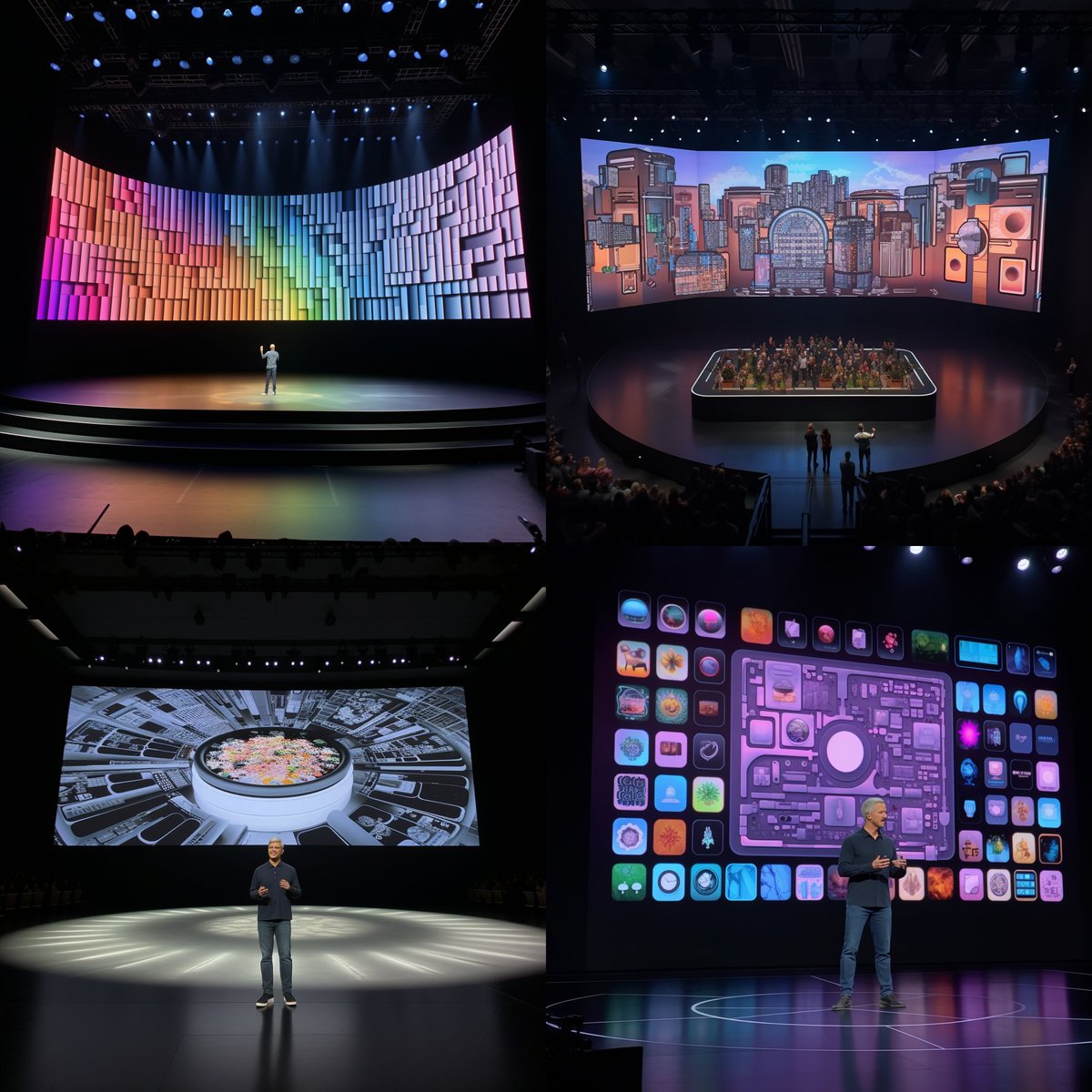 techandsushi's tweet photo. Non siamo riusciti ad andare al #WWDC23 ma abbiamo chiesto all'#AI di #MidJourney di mostrarci l'evento #Apple2023 e il suo #keynote. Cosa ne pensate ? I nostri commenti li trovate qui ➡️https://t.co/6vACN5iXbp 
#podcast #ai #digitalart #arte #digitale #techandsushi #visionpro https://t.co/gCdHiJFQRX