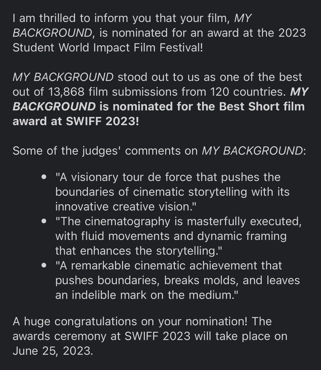 KabogozzaBrian's tweet photo. First international nomination 😭🙏. Dreams are valid ! Congratulations to my cast and crew lets bring this home🇺🇬
#SWIFFSelected 
#SWIFFNominated #UCUMyBackground #UCUMyFirstYear https://t.co/jGi2En4Rit