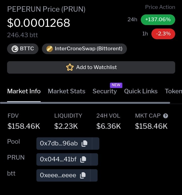 PEPERUN_BTT's tweet photo. We are #1 Project On Bttc [ Top gainer ]
With a great launch only due to @Bigdeal_company @IntercroneWorld 

#PRUN 

-[Still So Early Gem] https://t.co/e2lkGHk99h