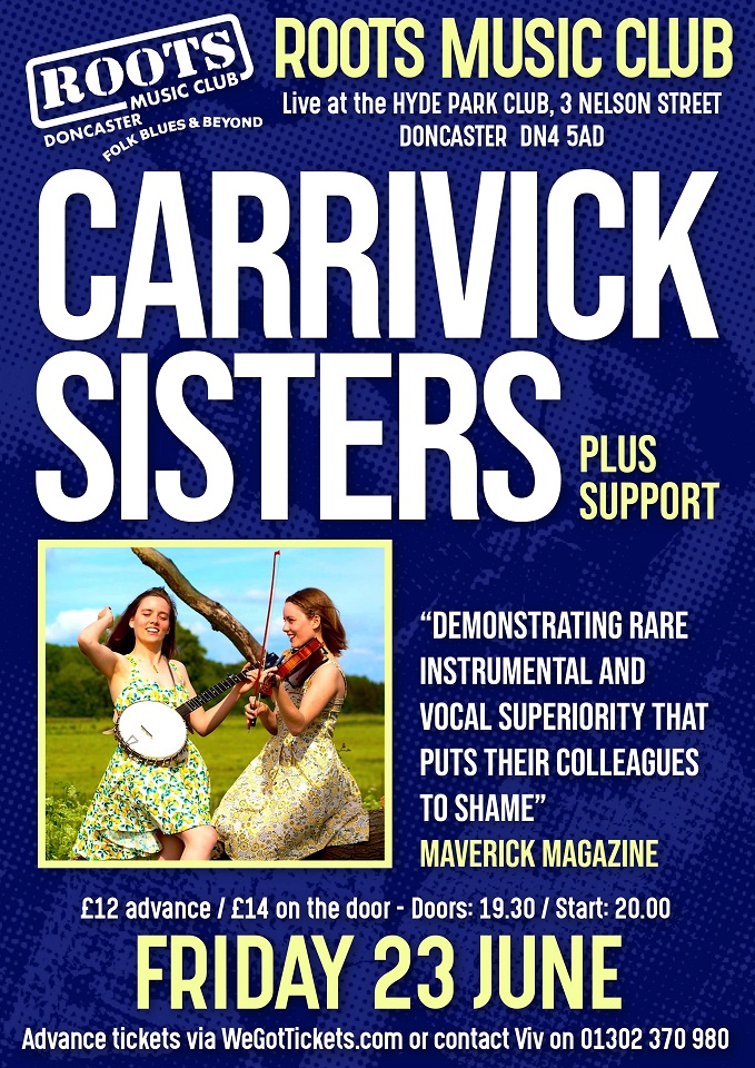 Our next night at the club, the wonderful Carrivick Sisters. Do come along. Tickets: wegottickets.com/event/569427 @Carrivicks