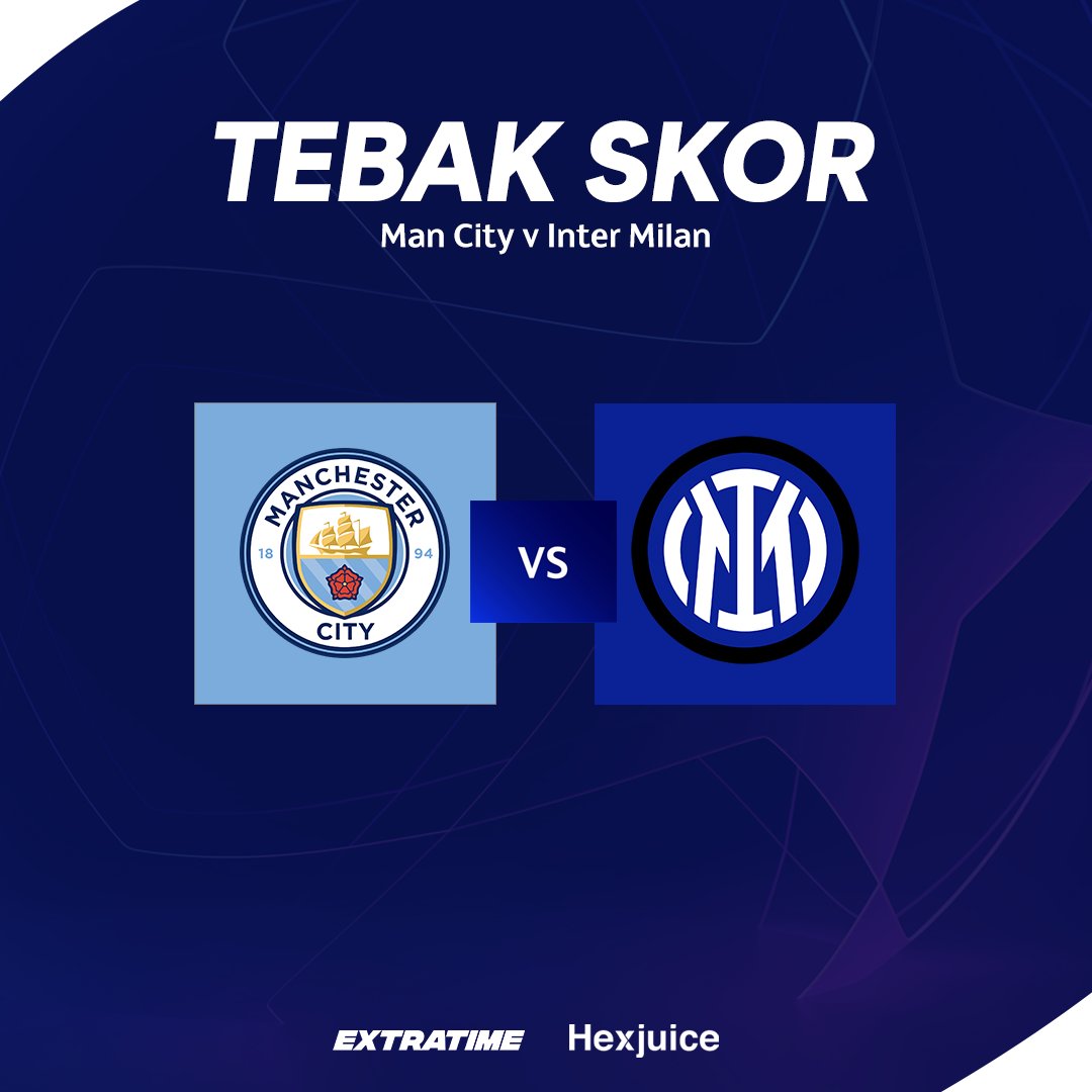 ⚡️ Kuis Tebak Skor Man City vs Inter Milan
Berhadiah total Rp200 ribu + eLiquid Hexjuice + 2 Device Pod untuk 2 orang!

Contoh: Man City 3-4 Inter #Hexjuice #HexjuiceXExtraTimeIndo

Syarat:
- Follow <a href="/hexjuice_/">Hexjuice</a>
- RT &amp; Like tweet ini
- Jangan lupa hashtag
- Pemenang acak
- Max