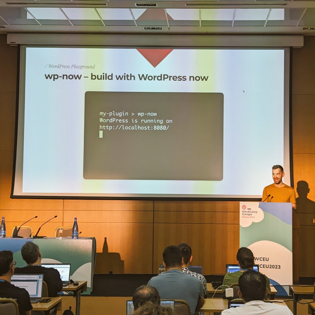 psaikali's tweet photo. Learning about the awesome `wp-now` tool to run WP playgrounds super easily and instantly - 🙏 @adamzielin #WCEU

https://t.co/wwKIxyt5ue https://t.co/gkNaLT24cU