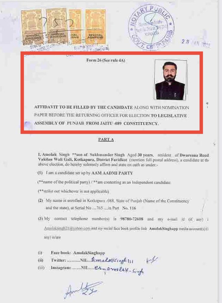 SukhpalKhaira's tweet photo. Here’s a very interesting impartiality test of @BhagwantMann & Vigilance Bureau often investigating corruption by politicians thru Disproportionate Assets cases. I’m citing a small case of @AamAadmiParty Mla Jaiton Amolak Singh whose total assets according to Election Affidavit 2022 are approx 13 Lacs but he purchases a Toyota Fortuner SUV for 43 Lacs in 2023 all in cash ! So will Cm ask VB investigate the source of this purchase? I’m bringing this to public domain merely bcoz dozens of @INCIndia leaders are facing VB probe so is police only for opposition leaders? I also know nothing will happen but its just a test for BADLAV-Khaira