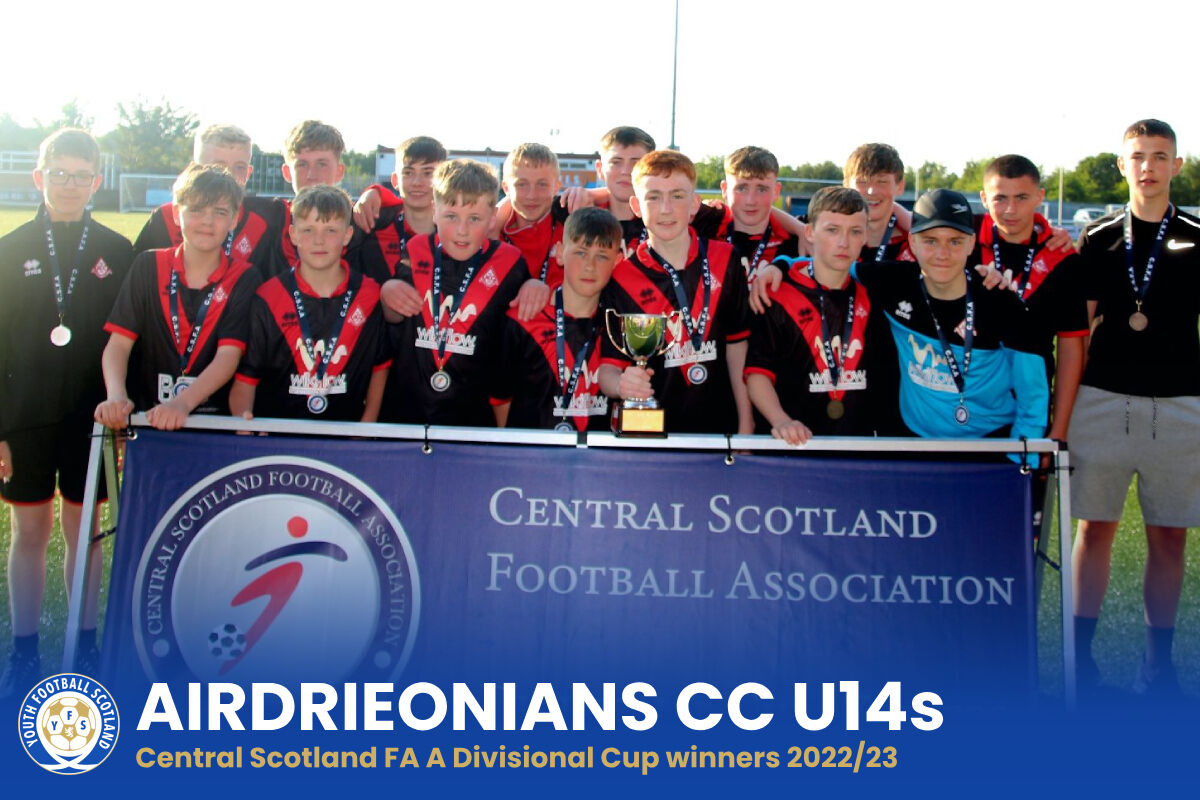𝗖𝗛𝗔𝗠𝗣𝗜𝗢𝗡𝗦 🏆 

Congratulations to <a href="/AirdrieoniansC/">Airdrie Community Club</a> U14s, Central Scotland FA Division A Divisional Cup winners 2022/23!

➡️ Cup final coverage to follow. Register for an alert and discount code: yfsmedia.net/camerasatyourg…