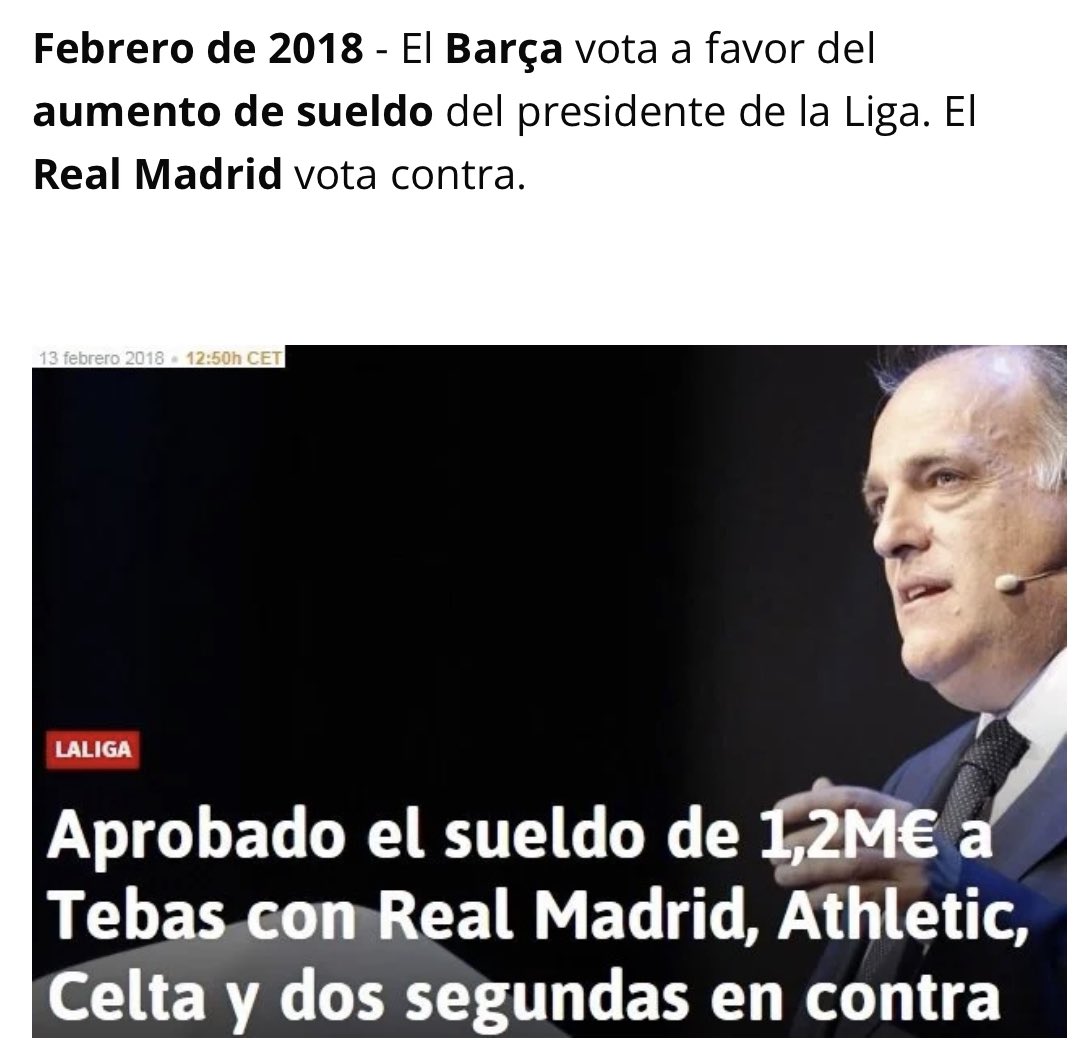 futbolgate_ES's tweet photo. Ahora que el Barça se ha retirado de la demanda contra la Liga por CVC  (ATH y RM se quedan solos) no viene mal recordar la relación de Tebas con los dos grandes:

👉 https://t.co/TDX8poAOP3 https://t.co/An45H3sdga