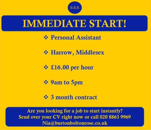 #personalassistant #personal #assistant ##london #temp #employment #jobsearch #jobhunt #jobopening #hiring #hiringnow #resume #jobs #careers #humanresources #harrow #londonjobs #middlesexjobs #middlesex #life #amazing #cool