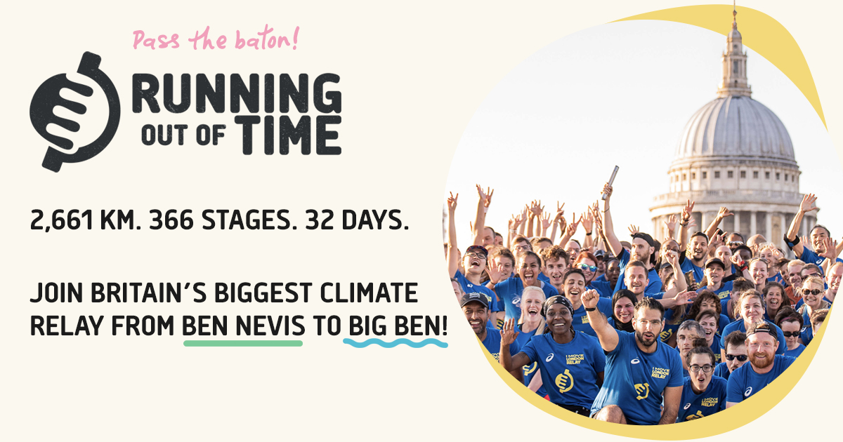 Find out more and check out the relay route running-out-of-time.com/route/scotland/

#RunningOutOfTime #BenToBen #CarryTheBaton #TheClimateRelay

#GoEcoGlasgow #PeoplePlacePlanet #CommunityConnections4ClimateAction #ClimateActionNow