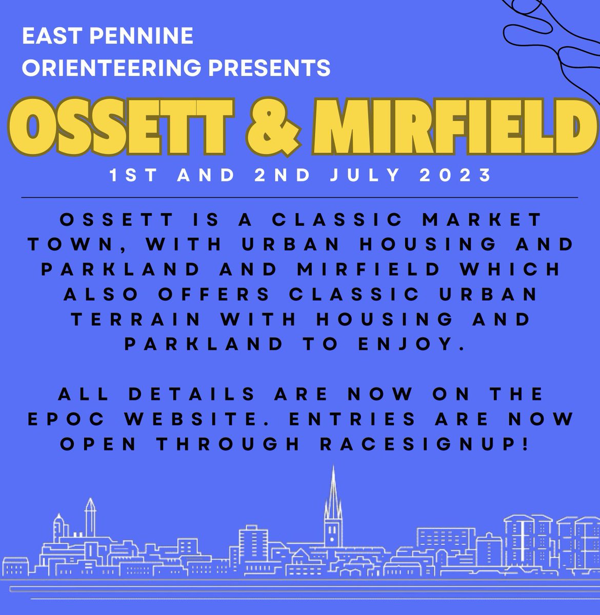 Our entries for our Ossett and Mirfield events on the 1st and 2nd July are now open on RaceSignUp‼️‼️

All details can now be found on the EPOC website:

eastpennineoc.org.uk

You have until 24th June to get your entries in! 

#EPOC #orienteer

<a href="/Eborienteers/">Eborienteers</a> <a href="/ClaroOrienteers/">Claro</a>
